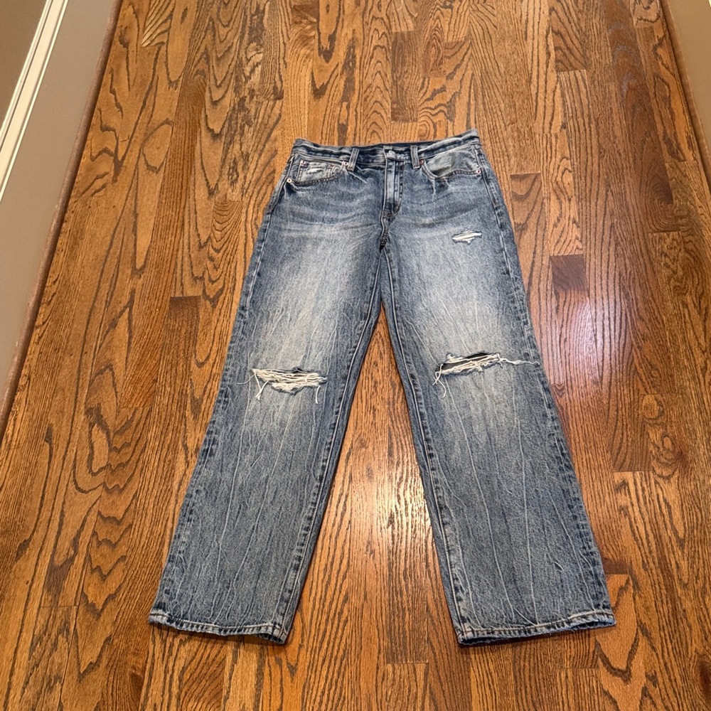 Pistola Distressed Cassie Straight Leg Jeans in Blue